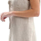 Women's 100% Linen V Neck Tie Front Sleeveless Mini Tank Dress