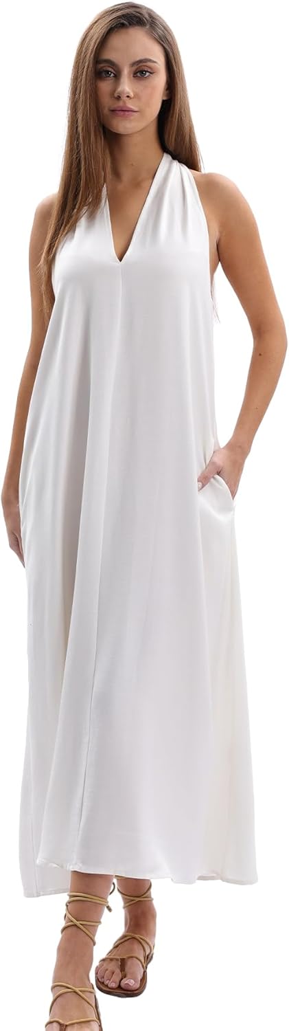 Women's Linen Halter Sleeveless Maxi Dresses