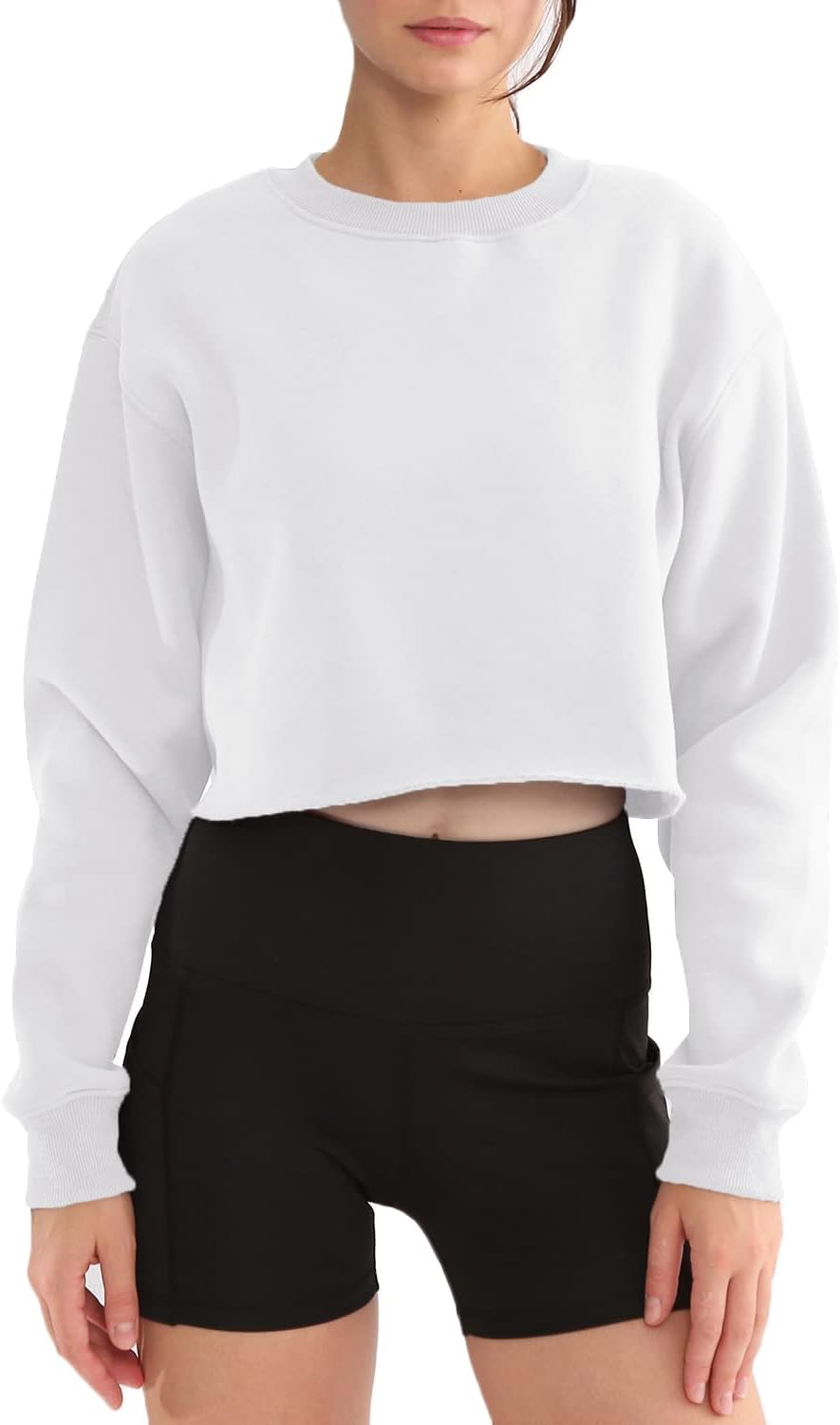 Women' s Fleece Pullover Cropped Sweatshirt