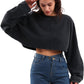 Women's Acid Washed High Cropped Sweatshirt