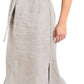 Women's 100% Linen Banded Collar Button Midi Dresses with Slits