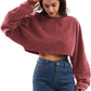 Women's Acid Washed High Cropped Sweatshirt