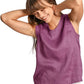 Womens 100% Linen Scoop Neck Sleeveless Tank Tops