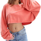 Women's Acid Washed High Cropped Sweatshirt