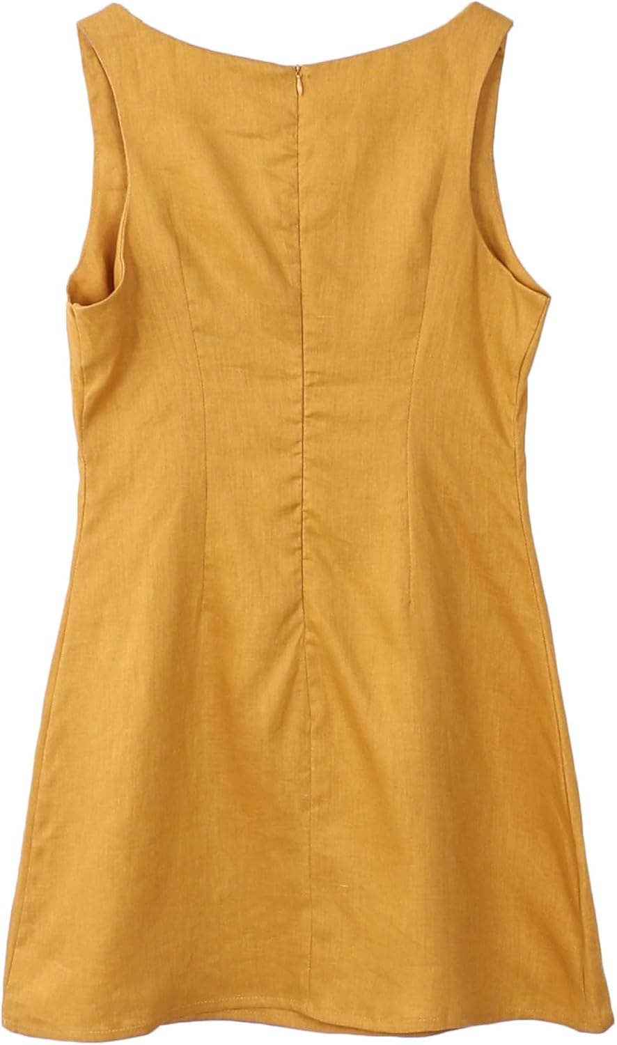 Women's 100% Linen Square Neck Sleeveless Mini Tank Dresses