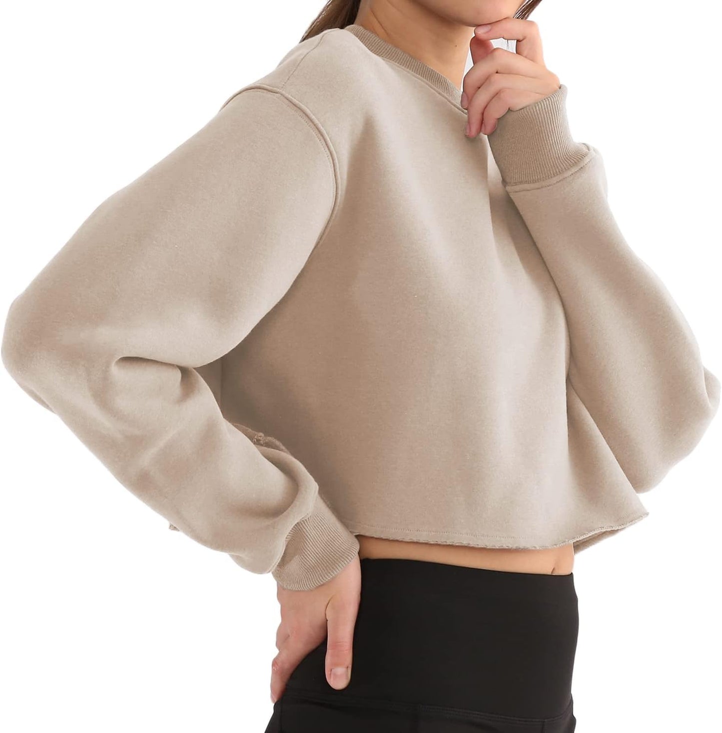 Women' s Fleece Pullover Cropped Sweatshirt