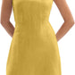 Women's 100% Linen Sleevelesss Crew Neck Mini Dresses