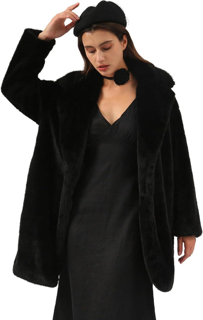 Women's Faux Fur Longline Long Duster Coat