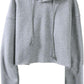 Women's Fleece Drawstring Cropped Hoodies with Hooded
