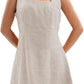 Women's 100% Linen Square Neck Sleeveless Mini Tank Dresses