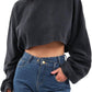 Women's Acid Washed High Cropped Sweatshirt
