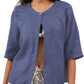 Women's 100% Linen Open Front Elbow Sleeve Cropped Cardigan