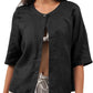 Women's 100% Linen Open Front Elbow Sleeve Cropped Cardigan