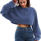 Women's Acid Washed High Cropped Sweatshirt