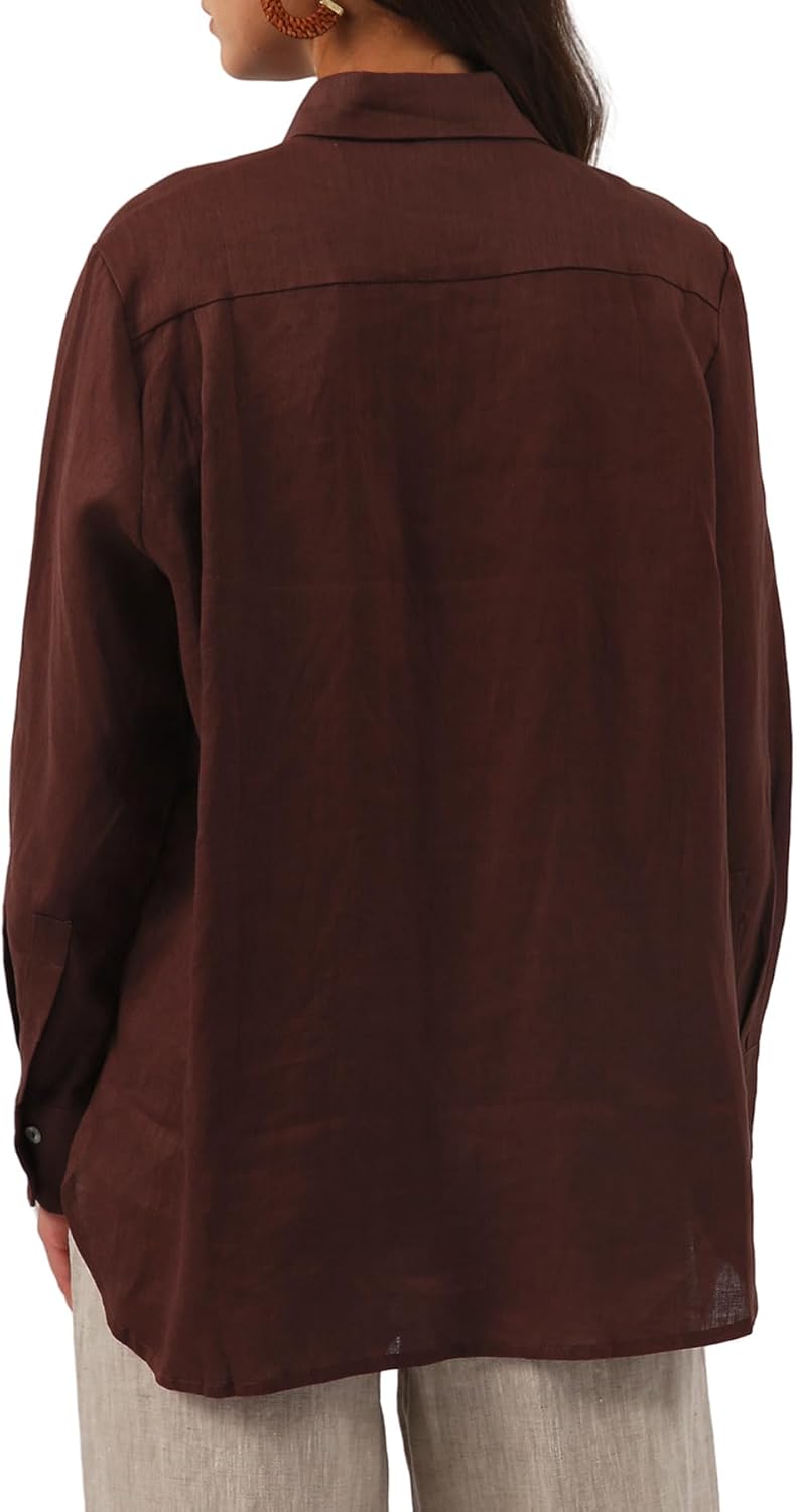 Women' s 100% Linen Button Down Shirt