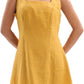 Women's 100% Linen Square Neck Sleeveless Mini Tank Dresses
