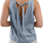 Women's 100% Linen Tie Back Sleeveless Tank Tops