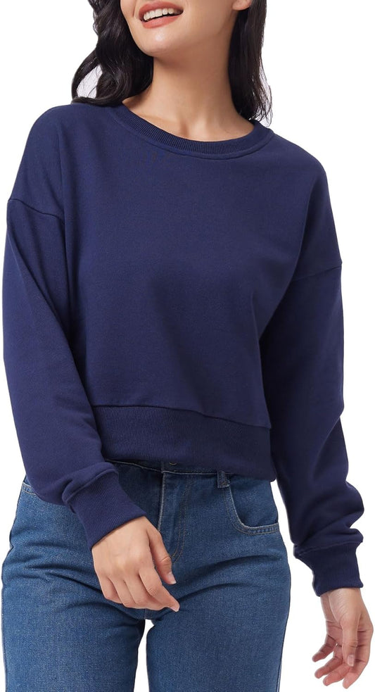 Women's Pullover French Terry Cropped Sweatshirt