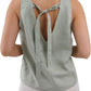 Women's 100% Linen Tie Back Sleeveless Tank Tops
