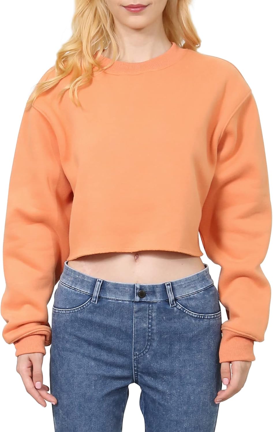 Women' s Fleece Pullover Cropped Sweatshirt