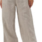 Women's 100% Linen Wide Leg Pants with Pockets