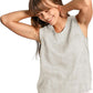 Womens 100% Linen Scoop Neck Sleeveless Tank Tops