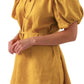 Women’s Pure Linen Puff Sleeve V Neck Mini Dress