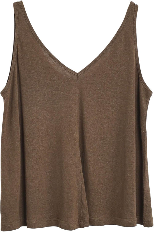 Women‘s Linen Knit U Neck Tank Tops Sleeveless Shirts