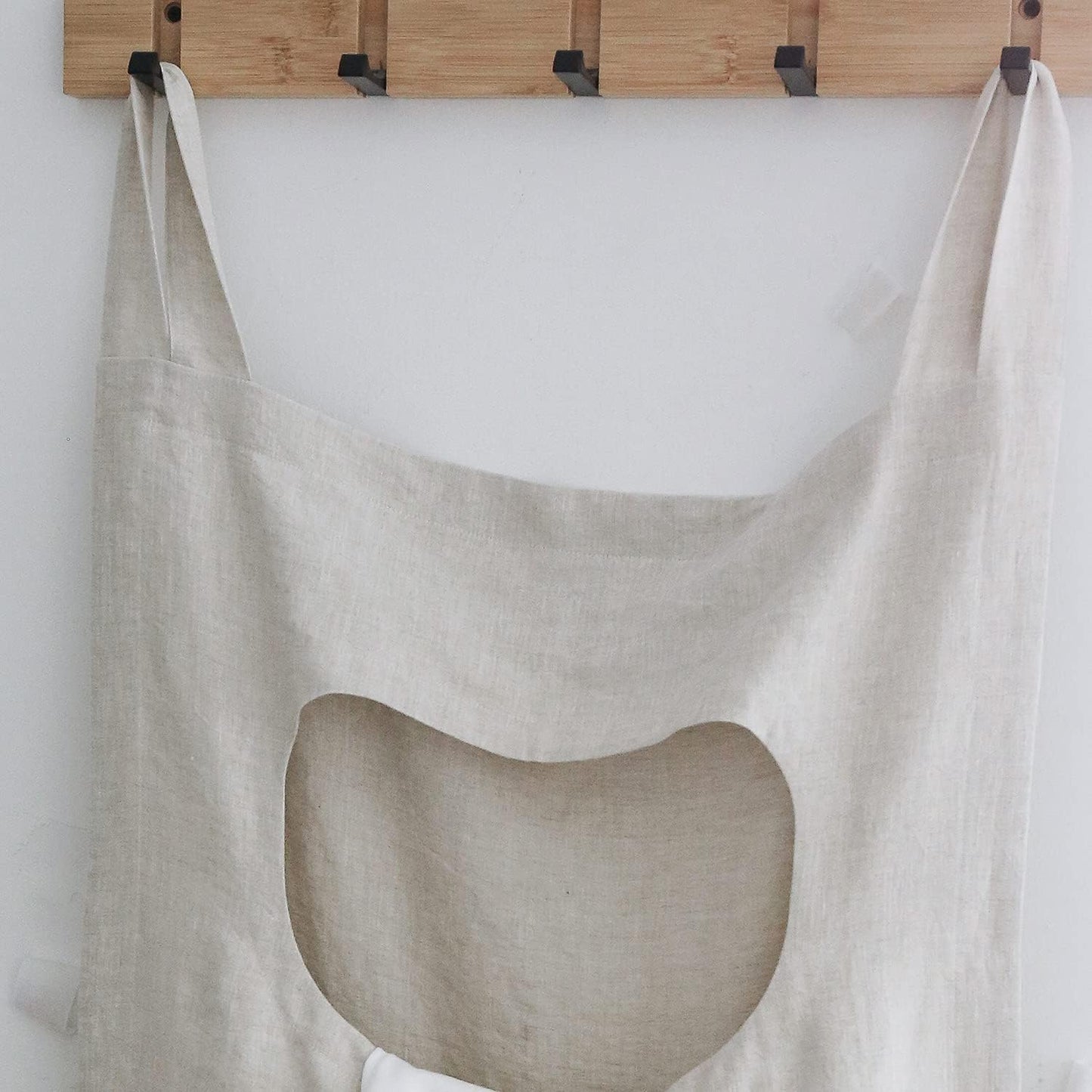 100% Linen Door Hanging Laundry Hamper Bag, 19x27 Inches (Linen)