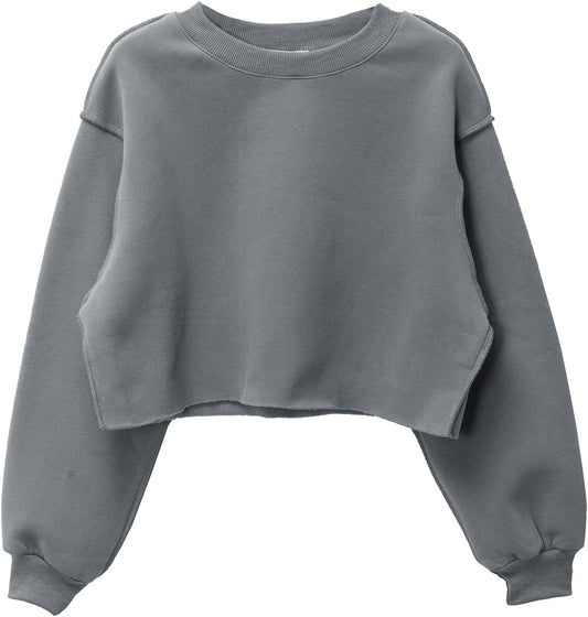 Women's Fleece Raw-cut Cropped Sweatshirt