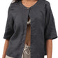 Women's 100% Linen Open Front Elbow Sleeve Cropped Cardigan