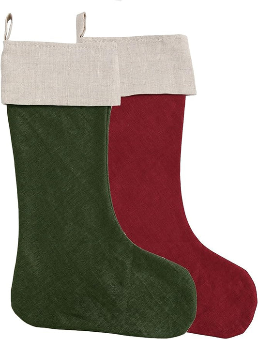 Amazhiyu Pure Linen Christmas Stockings