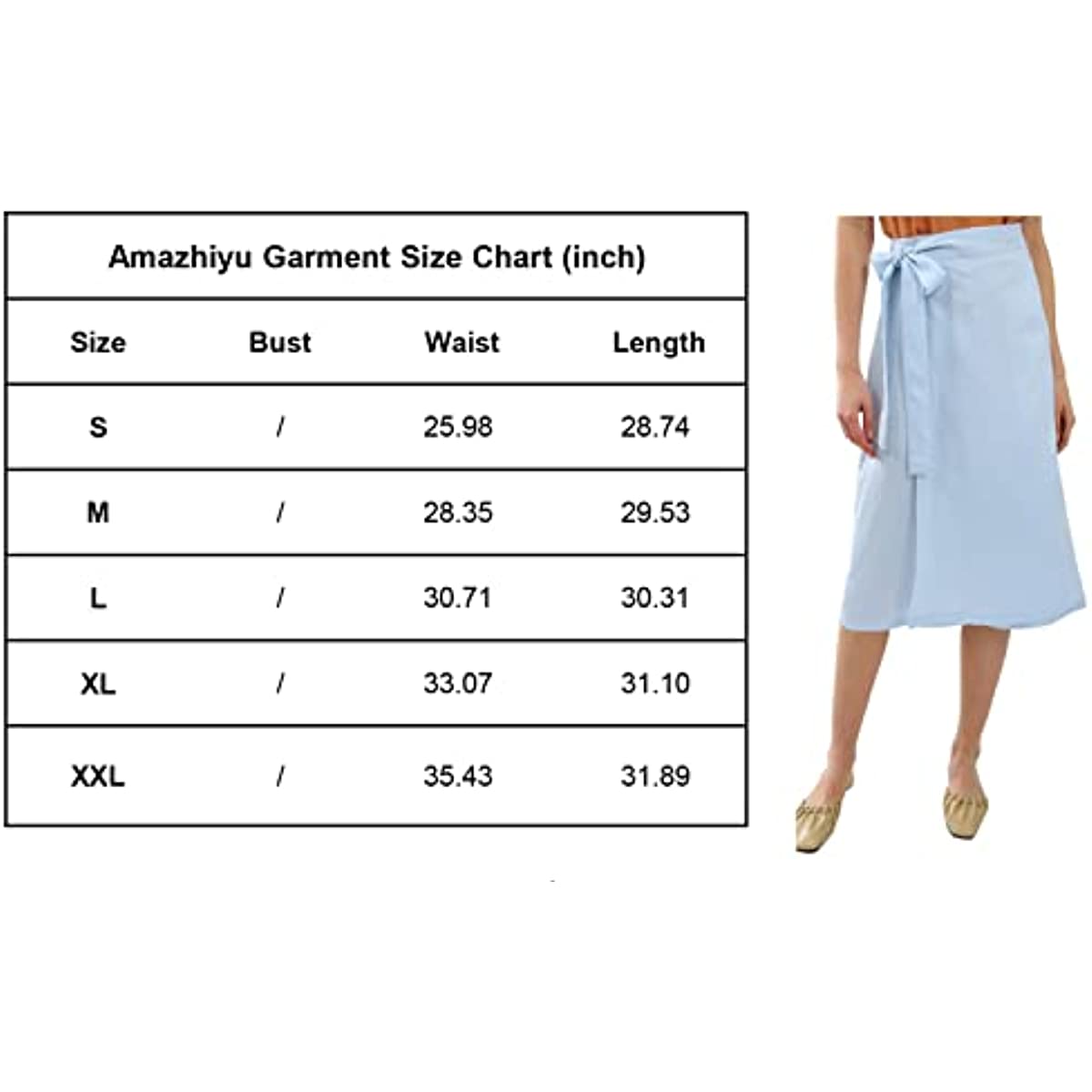 Amazhiyu Womens Pure Linen Midi Wrap Slit Skirt