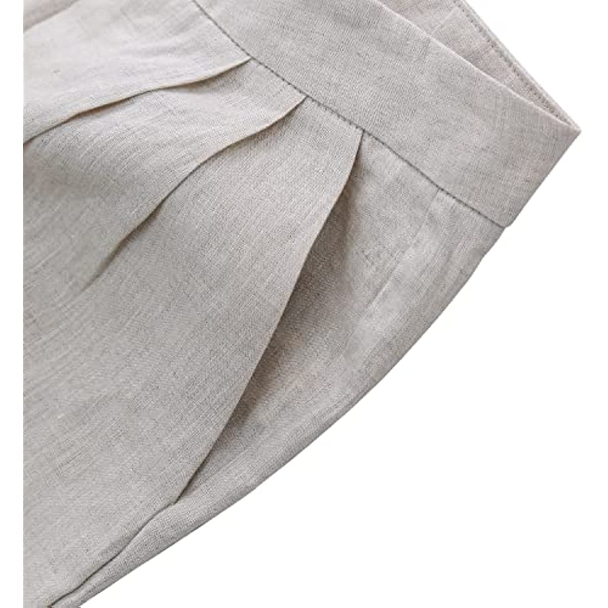 Amazhiyu Womens Pure Linen Pleated Front Ankle Pants