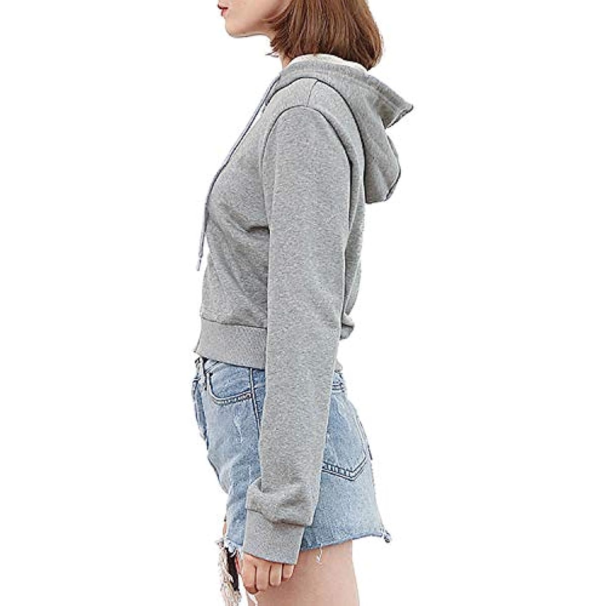 Amazhiyu Women's Cropped Zip up Hoodie with Hooded