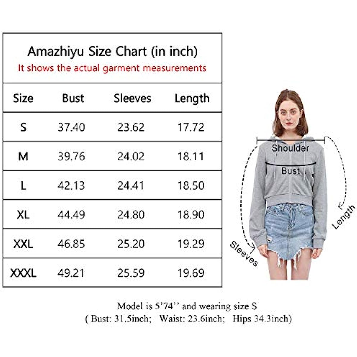 Amazhiyu Women's Cropped Zip up Hoodie with Hooded