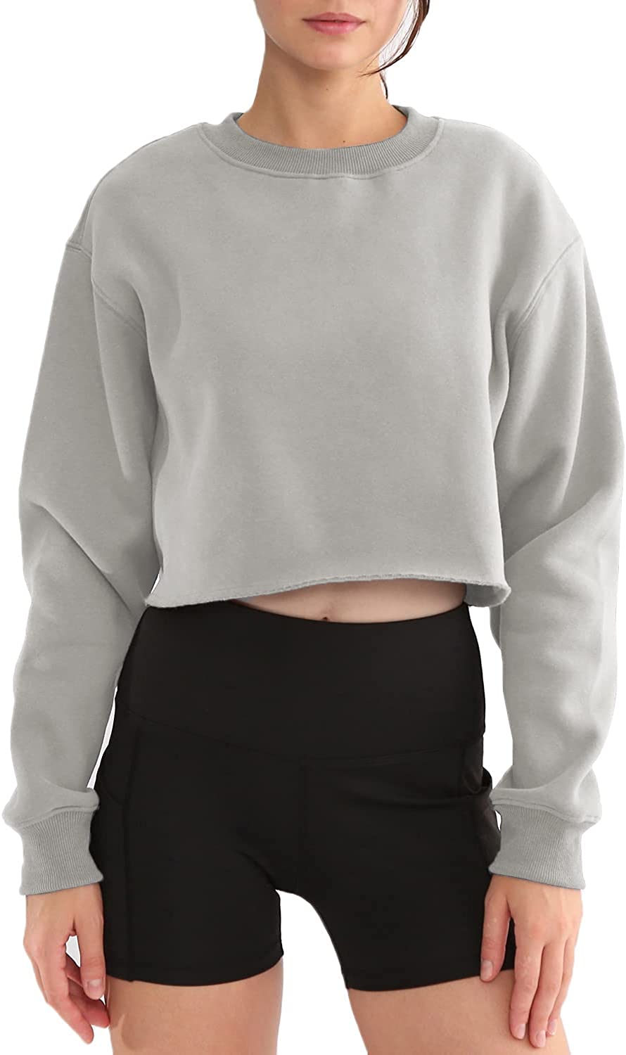 Grey Ultimate Cropped Sweater Cropped Sweatshirt Black Ultimate