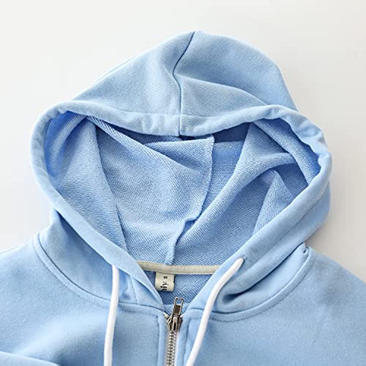 Light blue cropped zip up online hoodie