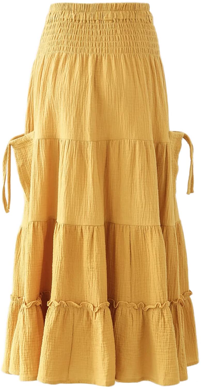 Women's maxi skirts top yellow