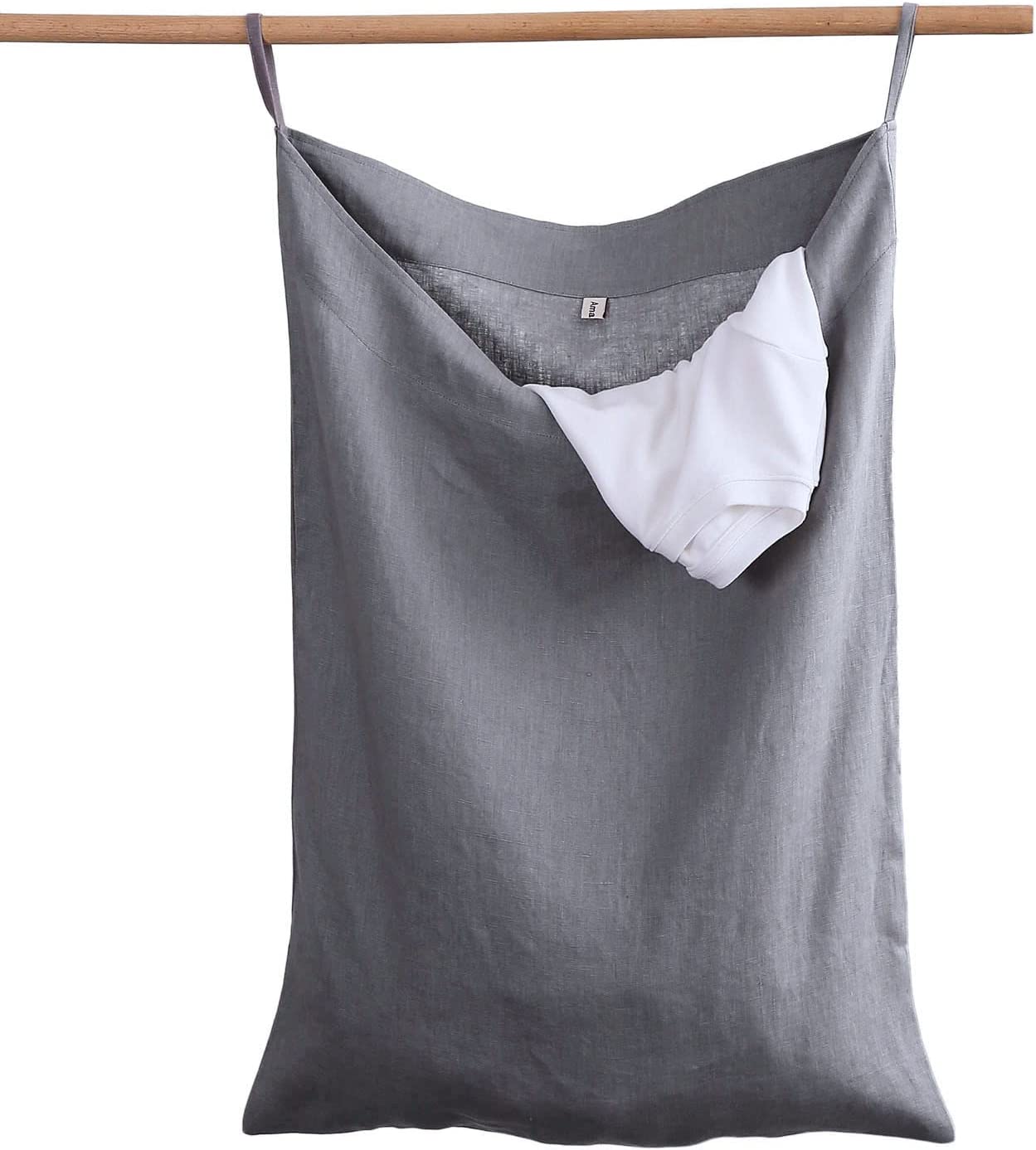 Amazhiyu Pure Linen Over The Door Laundry Hanging Hamper Bag