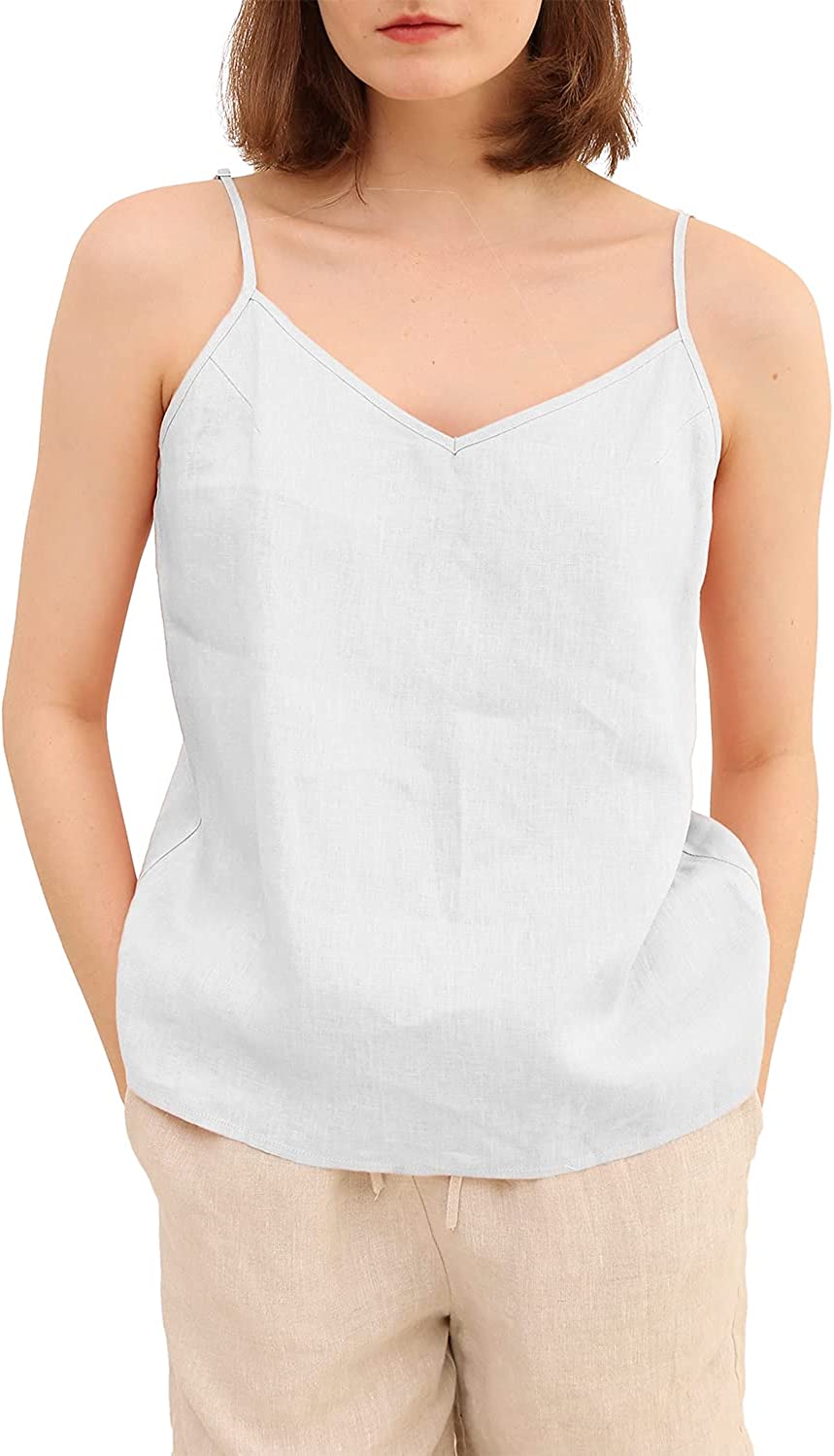 Amazhiyu Women’s Pure Linen Camisole Tank Top