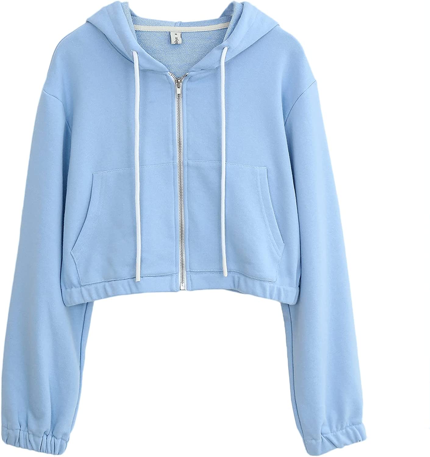 Blue cropped store zip up hoodie