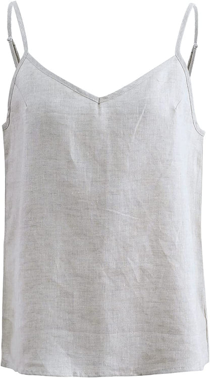 Amazhiyu Women’s Pure Linen Camisole Tank Top