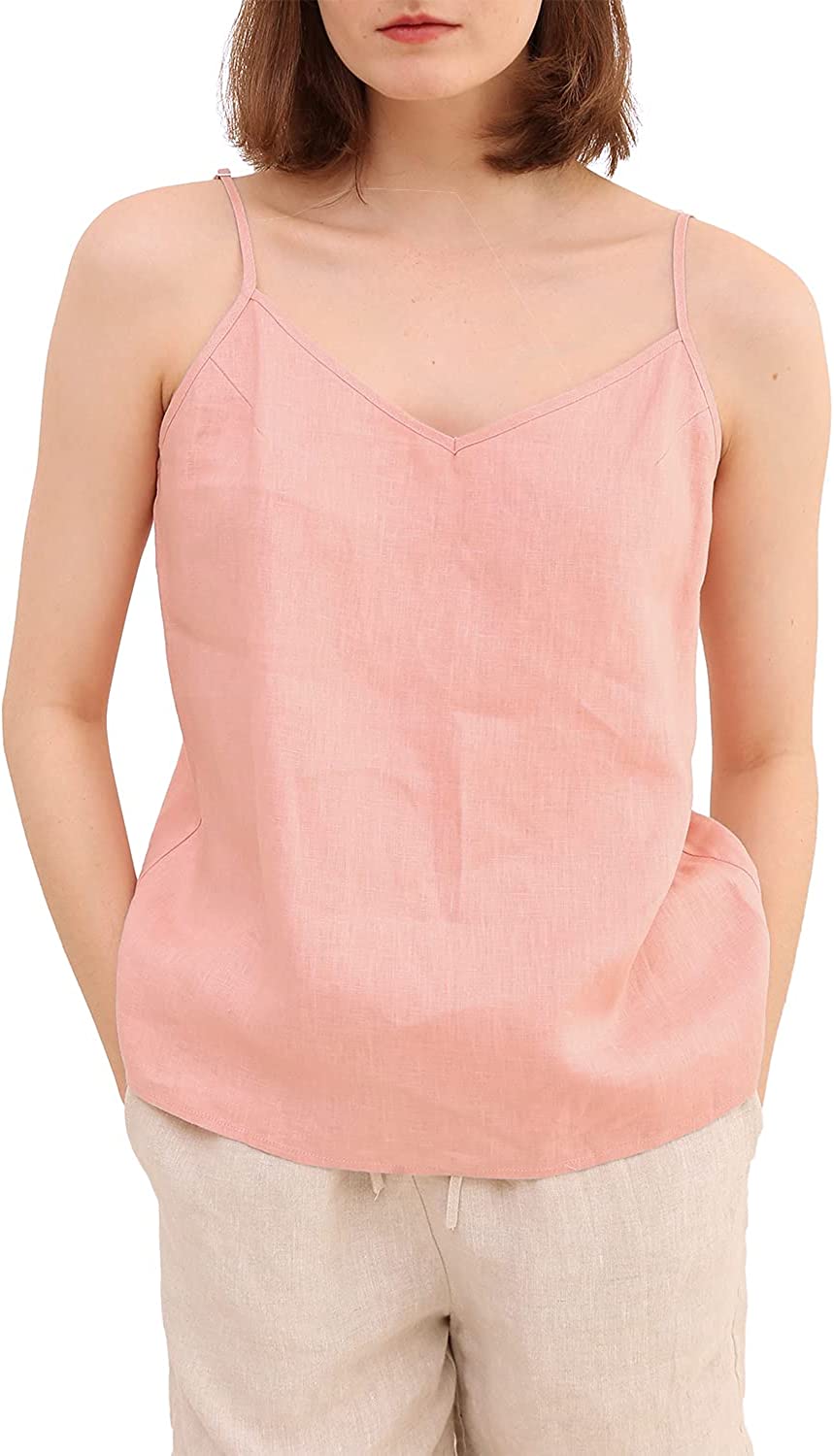 Amazhiyu Women’s Pure Linen Camisole Tank Top