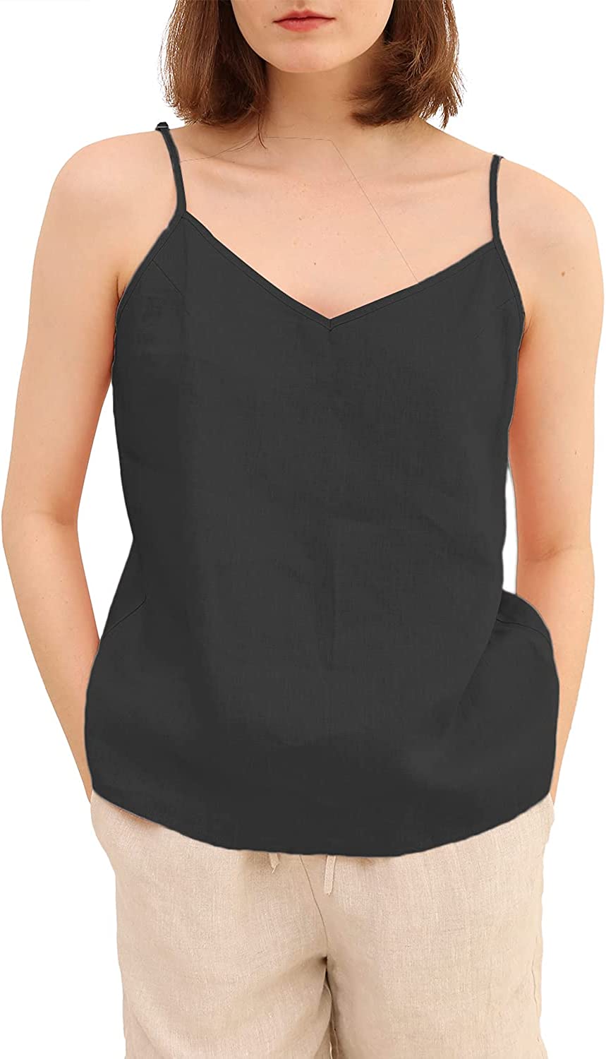 Amazhiyu Women’s Pure Linen Camisole Tank Top